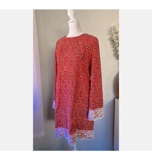 Darling Vintage Homemade Dress w Lace Trim Sz M or L (?) 60's 70's